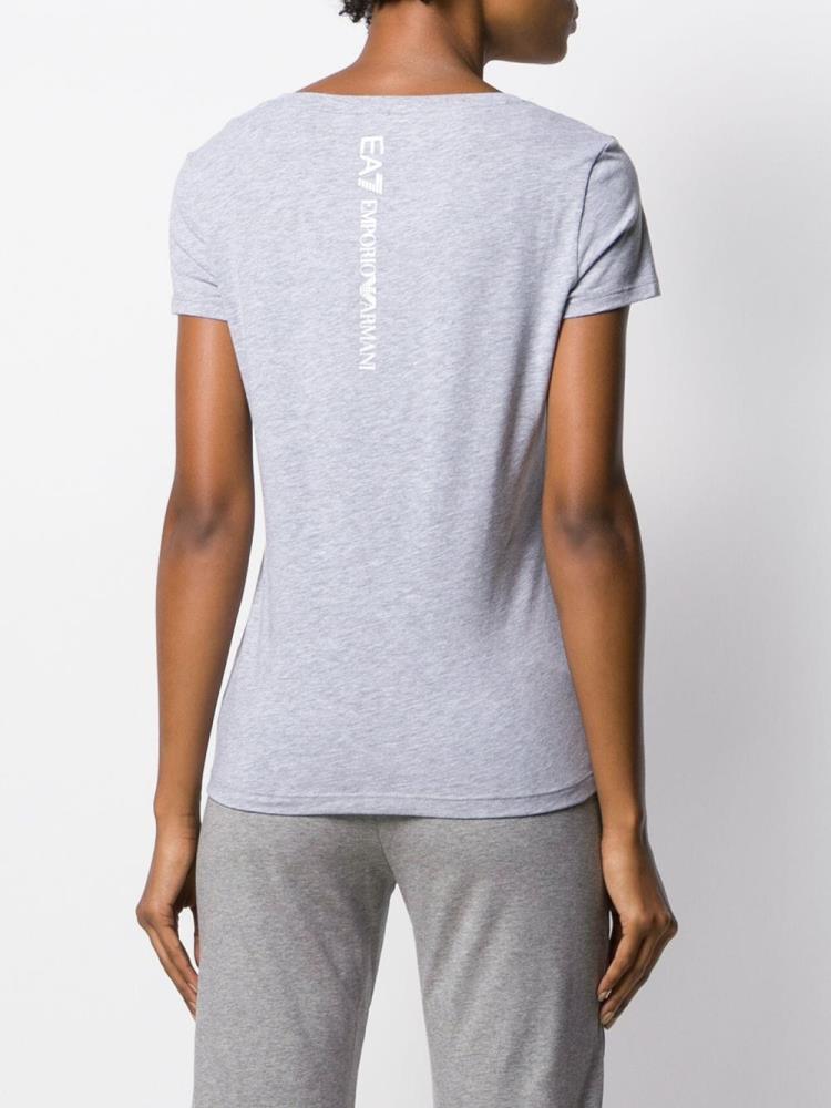 Grey Women's Ea7 Emporio Armani Fitted Logo Print T Shirts | YHH1JFH