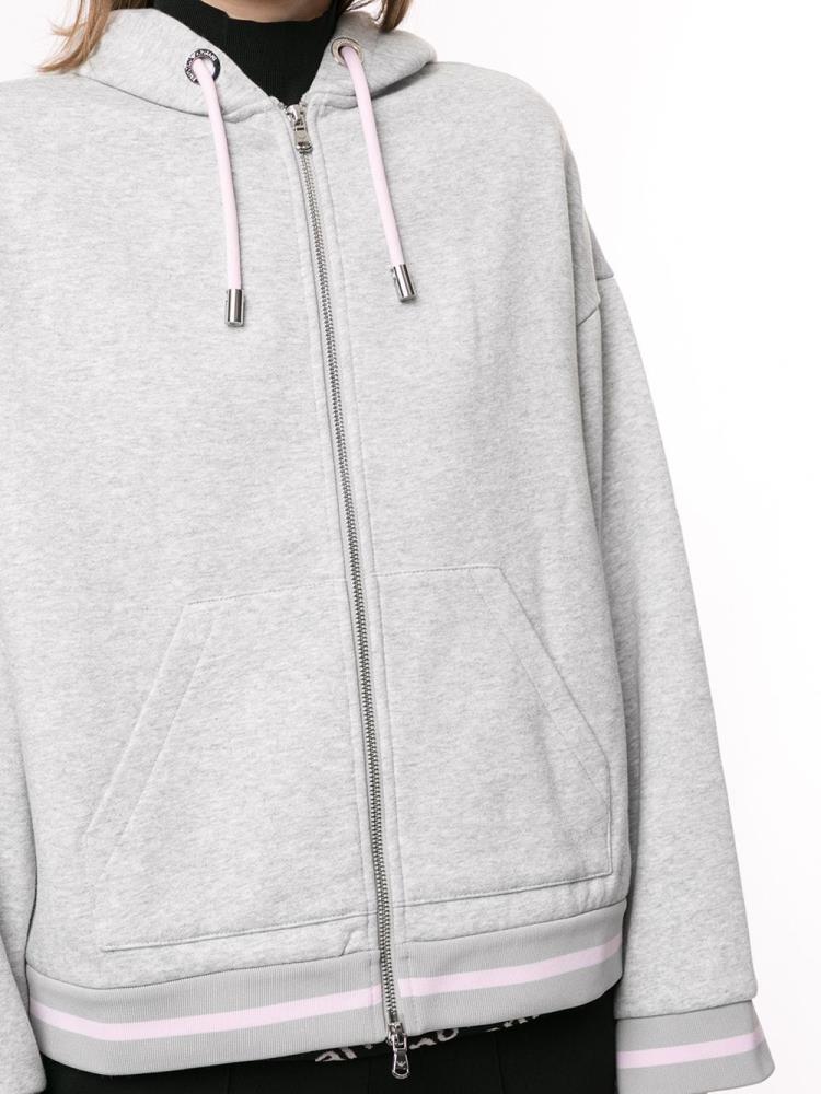 Grey Women's Armani Emporio Contrast String Zip Up Hoodie | UL185DQ