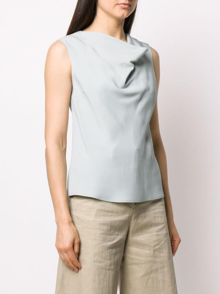 Grey Women's Armani Emporio Cowl Neck Sleeveless Tops | KWCDJVR