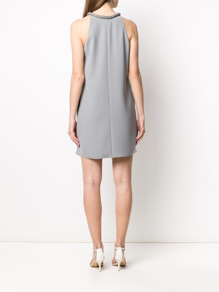 Grey Women's Armani Emporio Embellished Neck Flared Mini Dress | Q4A1DDO