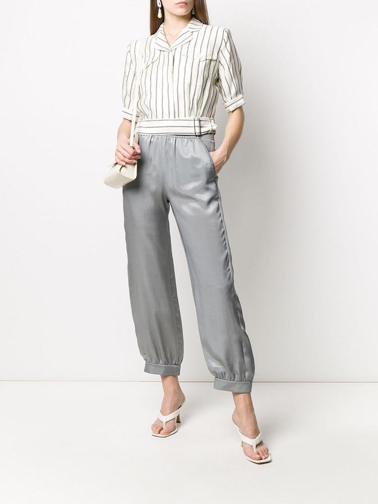 Grey Women's Armani Emporio High Waisted Track Pants | 0T16F3H