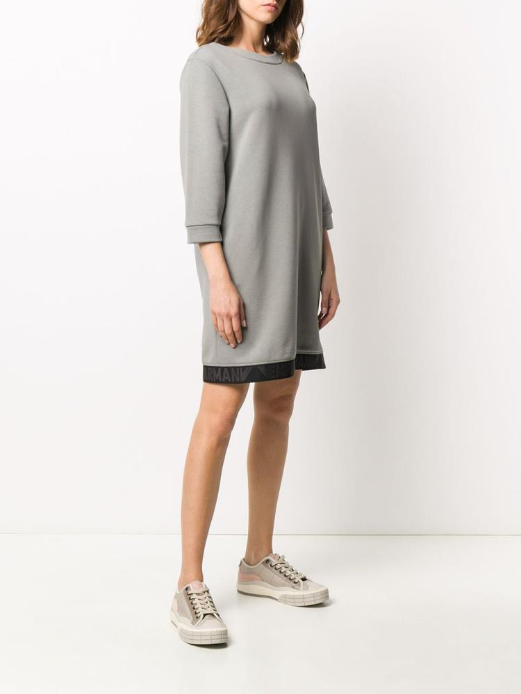 Grey Women's Armani Emporio Logo Stripe Sweater Dress | FNEC5GY