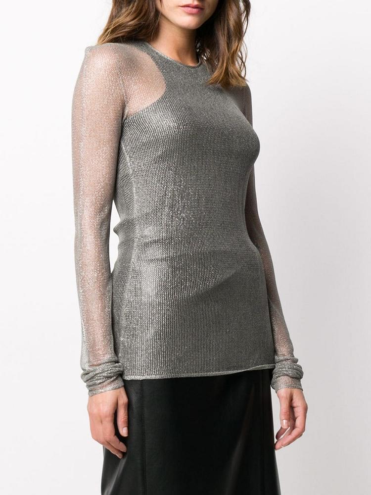 Grey Women's Giorgio Armani See Through Knitted Jumpers | GE4QOLY