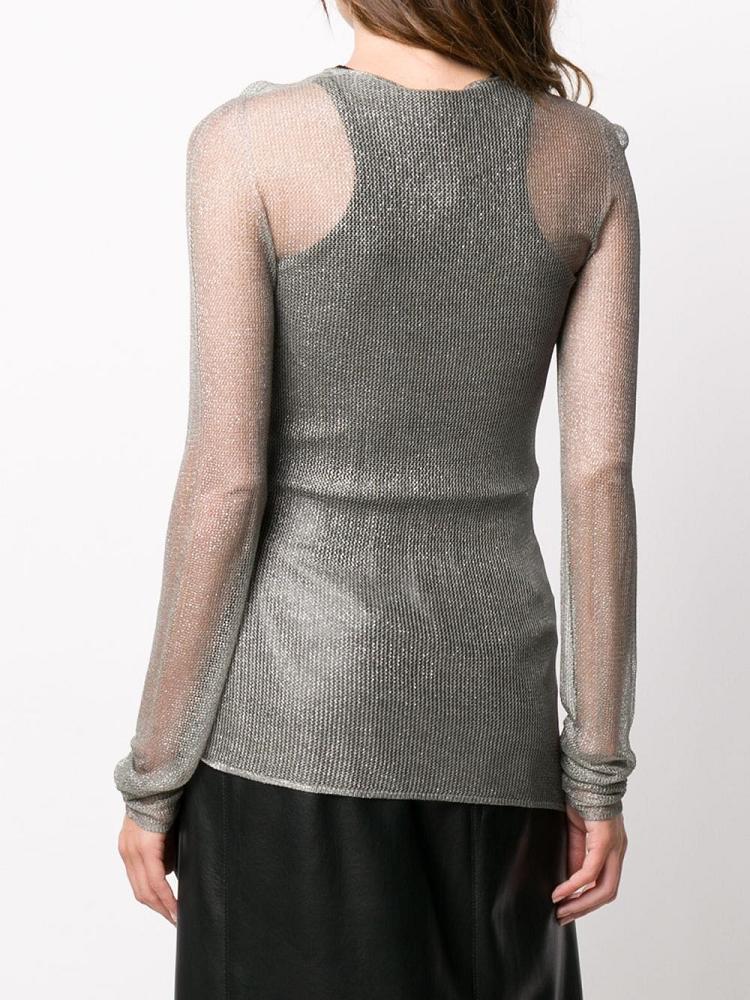 Grey Women's Giorgio Armani See Through Knitted Jumpers | GE4QOLY