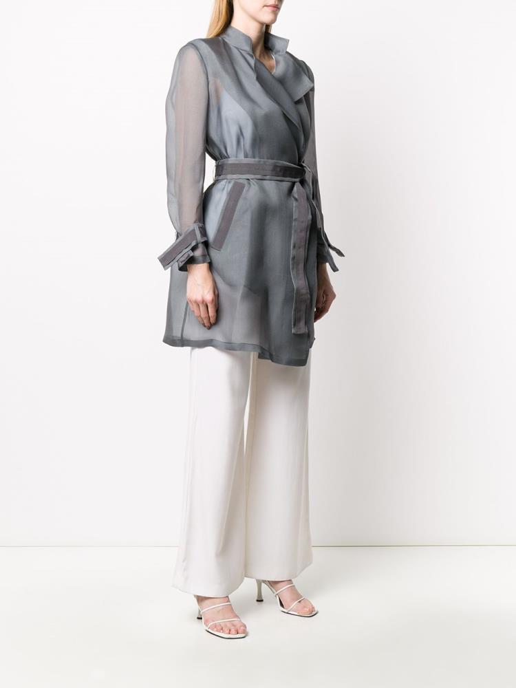 Grey Women's Giorgio Armani Sheer Trench Coa Coats | F11TDXG