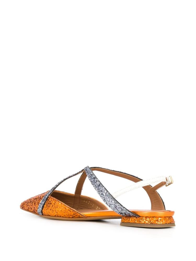 Orange / Silver Women's Armani Emporio Glitter Strap Ballerina Shoes | JLSUR7H