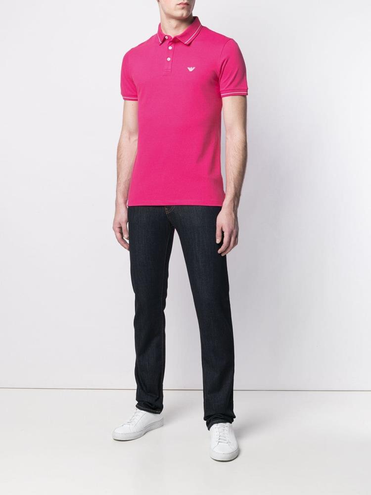 Pink Men's Armani Emporio Logo Polo Shirts | 3S0U1RQ