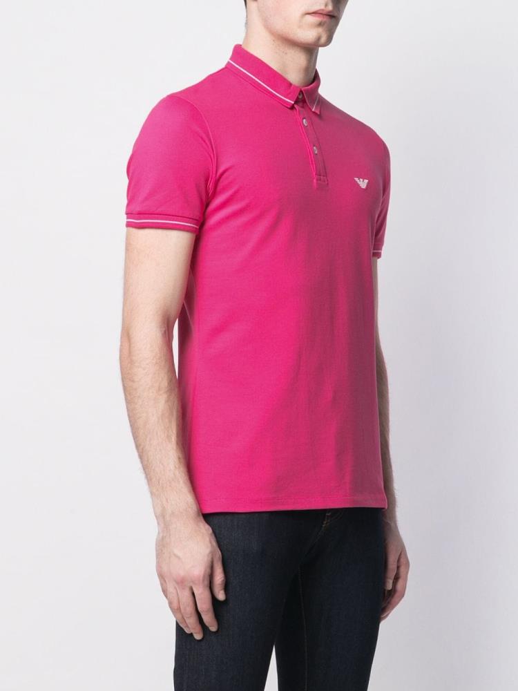 Pink Men's Armani Emporio Logo Polo Shirts | 3S0U1RQ