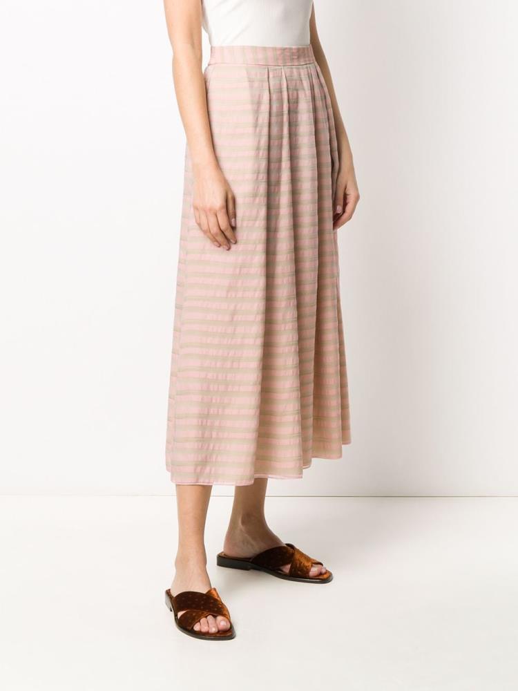 Pink / Neutral Women's Armani Emporio Stripe Pleated Skirts | 306ZLI0