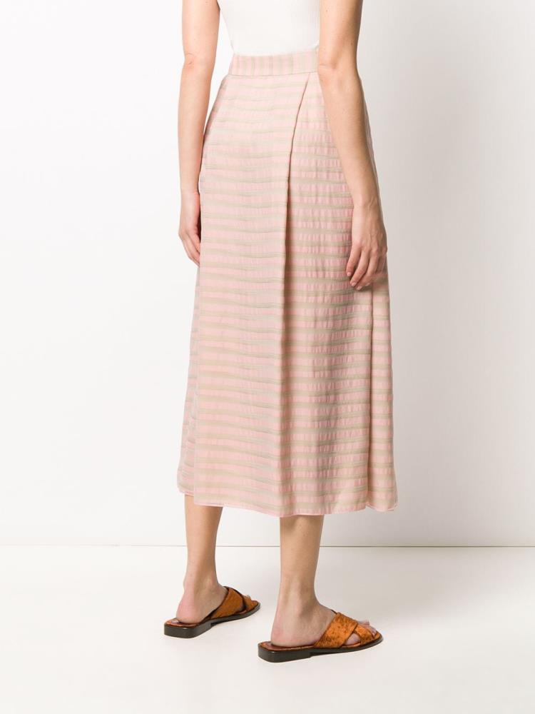 Pink / Neutral Women's Armani Emporio Stripe Pleated Skirts | 306ZLI0