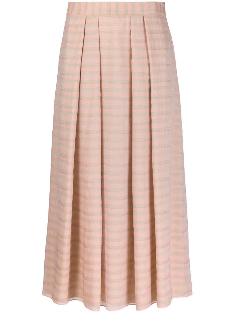 Pink / Neutral Women\'s Armani Emporio Stripe Pleated Skirts | 306ZLI0