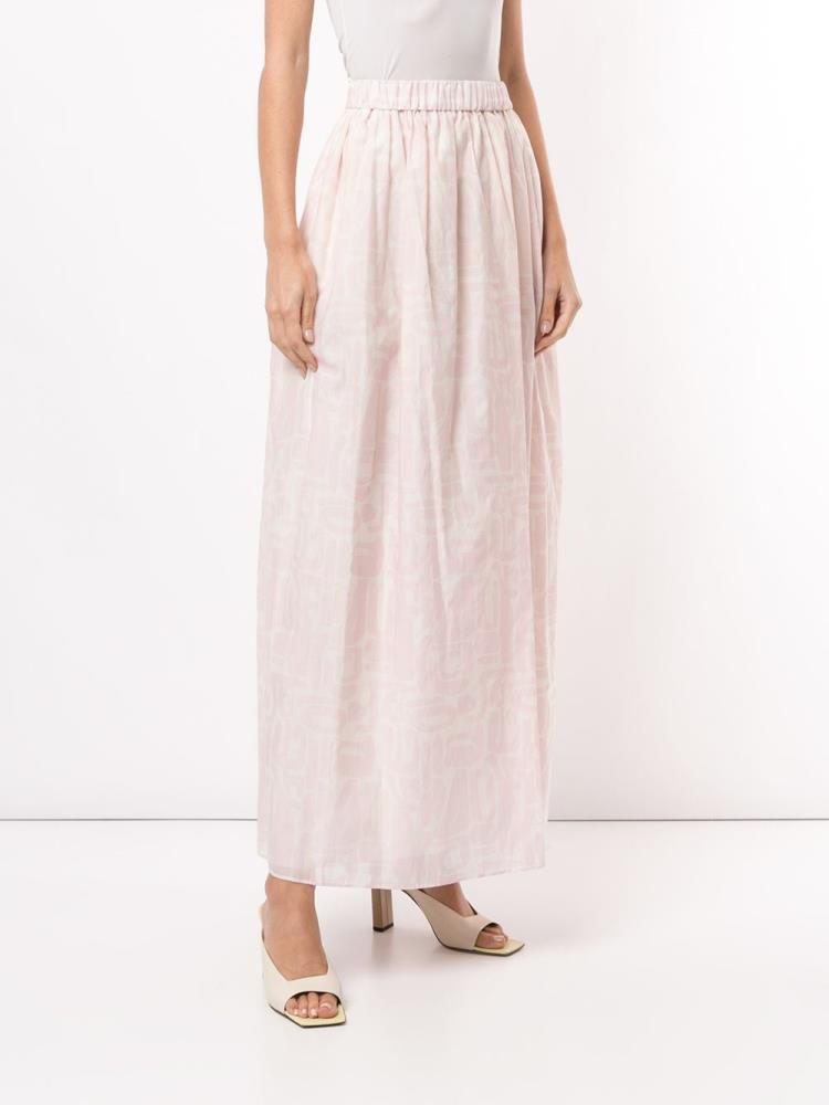 Pink / White Women's Armani Emporio Motif Maxi Skirts | BQG73S9