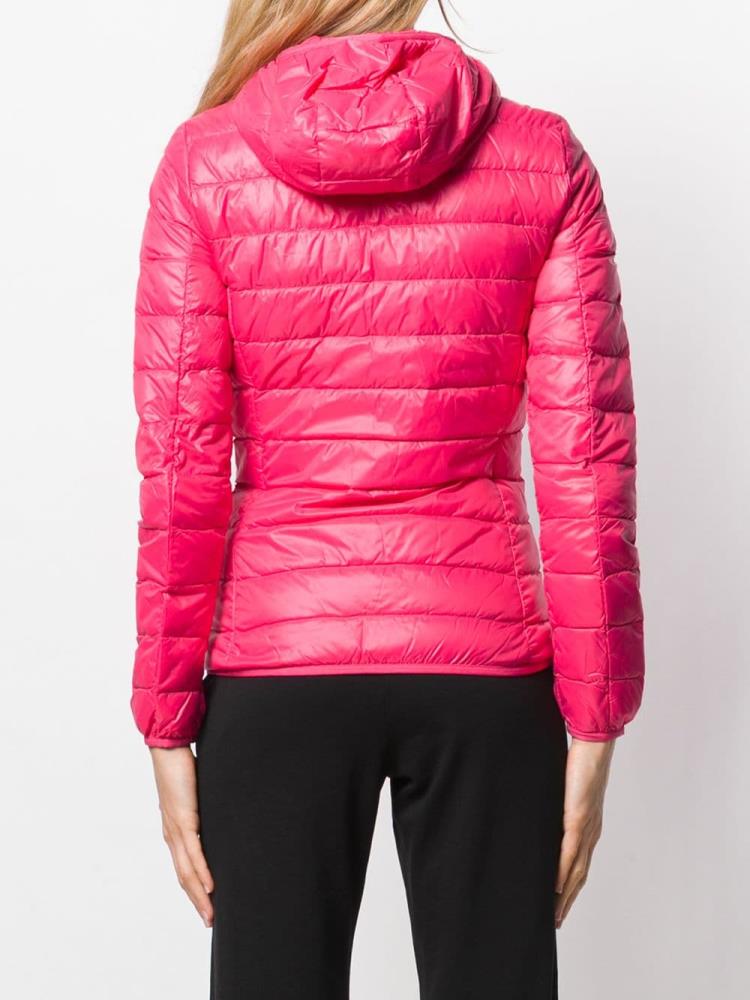 Pink Women's Ea7 Emporio Armani Hooded Puffer Jacket Jackets | Q6YO9CC