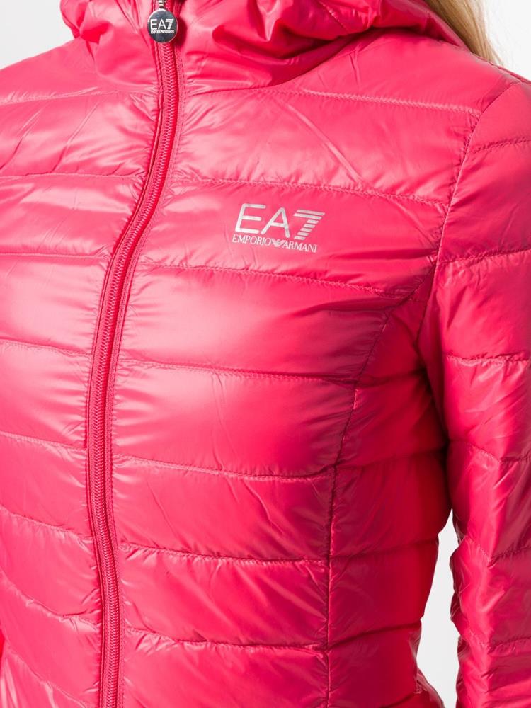 Pink Women's Ea7 Emporio Armani Hooded Puffer Jacket Jackets | Q6YO9CC