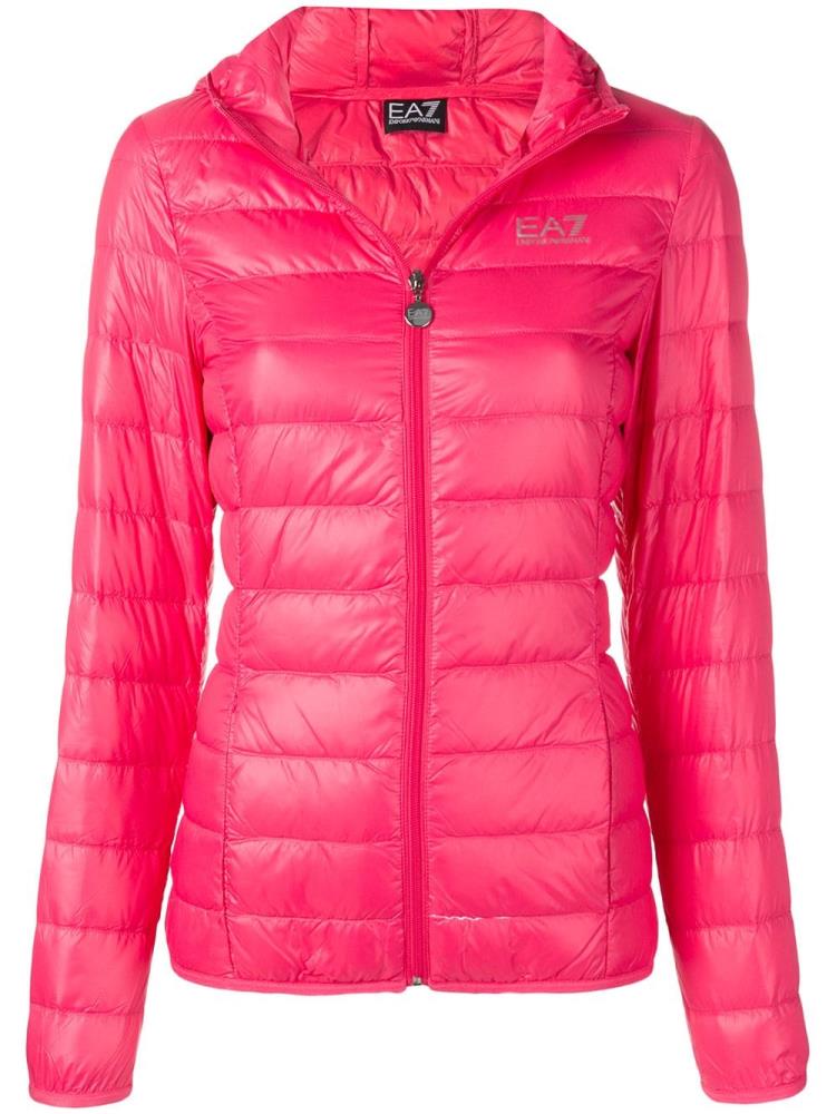 Pink Women\'s Ea7 Emporio Armani Hooded Puffer Jacket Jackets | Q6YO9CC