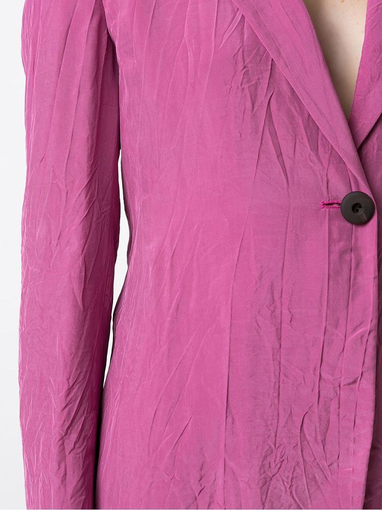 Pink Women's Armani Emporio Crinkled Single Breasted Blazers | TQKFK8U