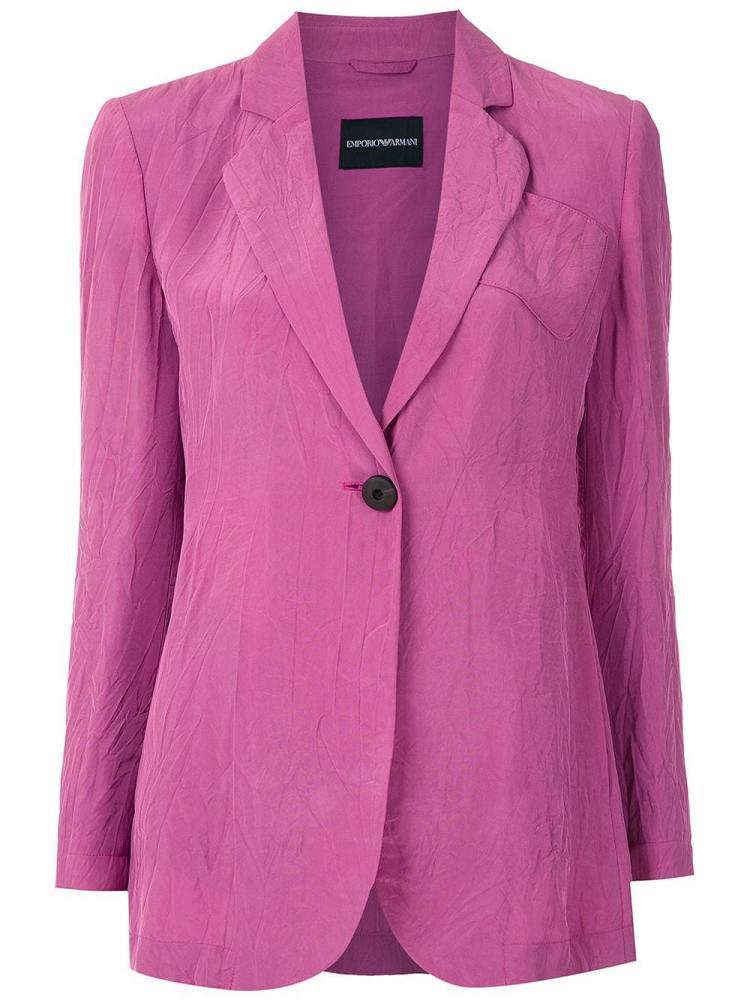 Pink Women\'s Armani Emporio Crinkled Single Breasted Blazers | TQKFK8U