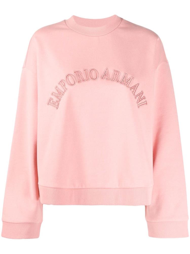 Pink Women\'s Armani Emporio Embroidered Logo Sweatshirts | 2AC4MWH