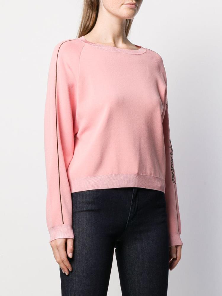 Pink Women's Armani Emporio Embroidered Logo Jumpers | 6P6CIFD