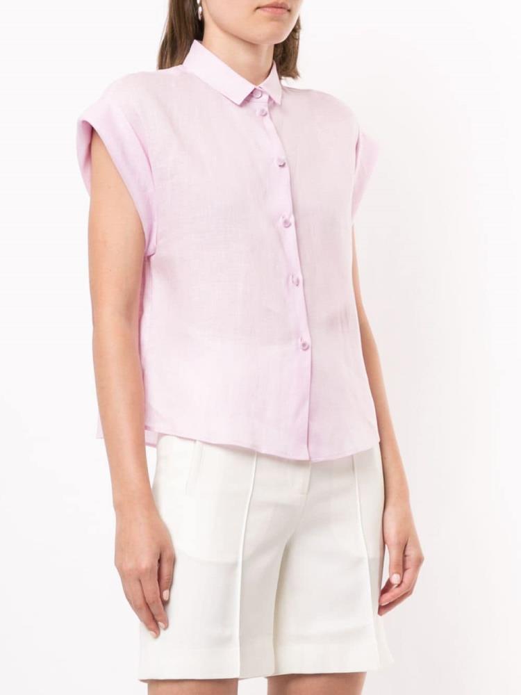 Pink Women's Armani Emporio Half Sleeve Cropped Shirts | TM1YZ4N