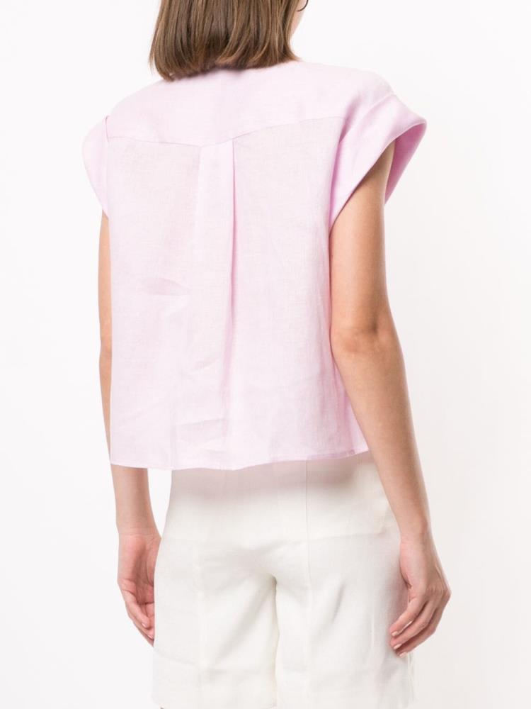 Pink Women's Armani Emporio Half Sleeve Cropped Shirts | TM1YZ4N