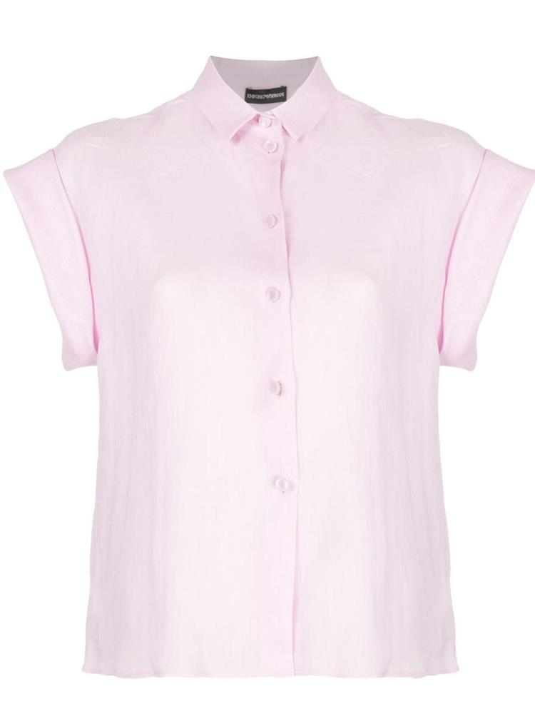 Pink Women\'s Armani Emporio Half Sleeve Cropped Shirts | TM1YZ4N