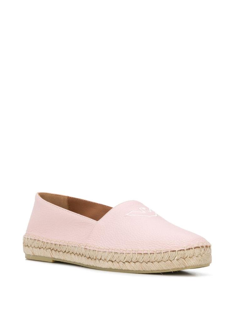 Pink Women's Armani Emporio Logo Embroidered Espadrille Shoes | KIJ4QZD