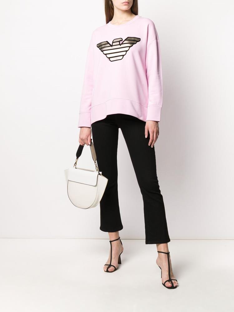 Pink Women's Armani Emporio Metallic Logo Sweatshirts | EB6TMVR