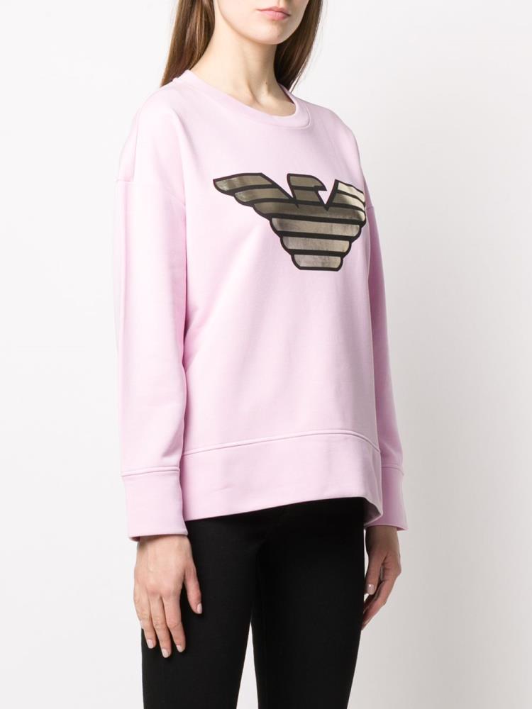 Pink Women's Armani Emporio Metallic Logo Sweatshirts | EB6TMVR