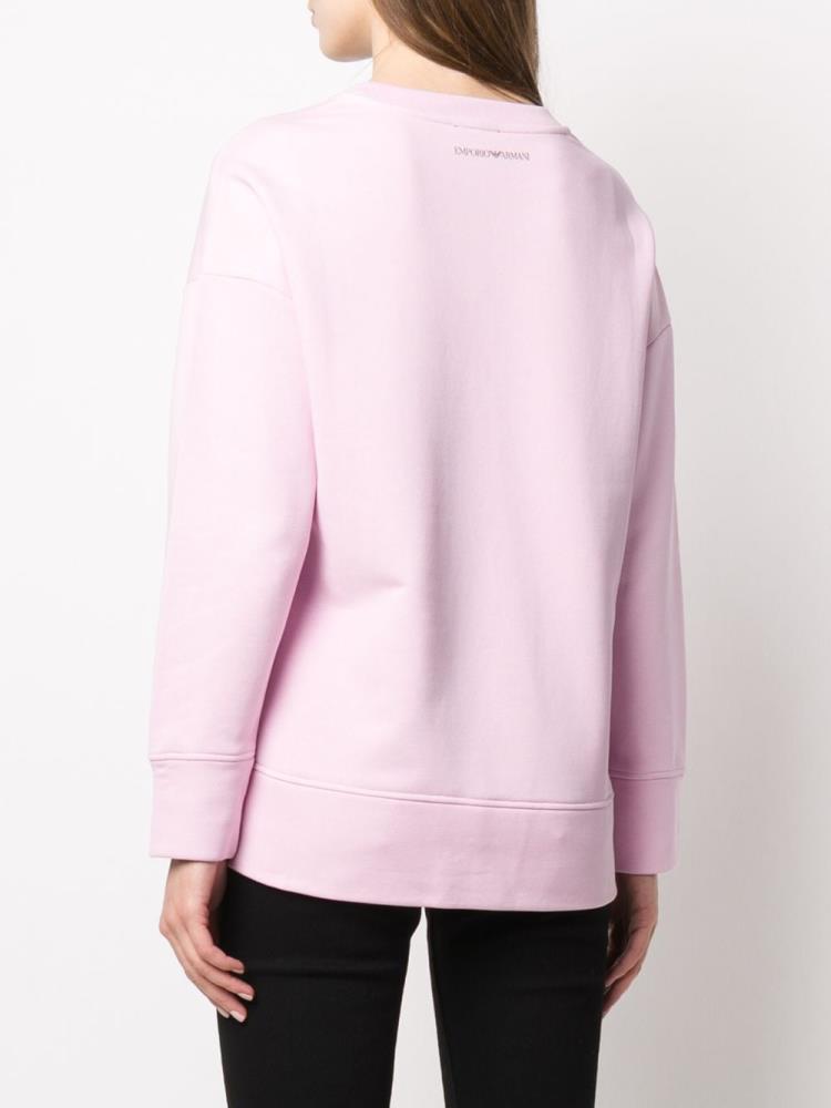 Pink Women's Armani Emporio Metallic Logo Sweatshirts | EB6TMVR