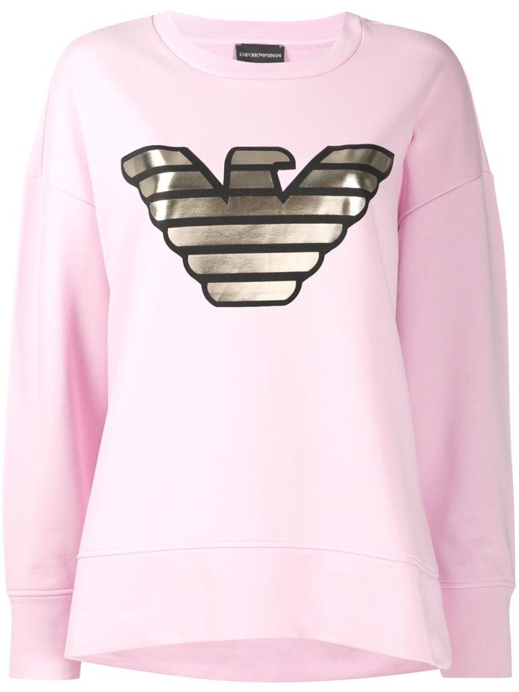 Pink Women\'s Armani Emporio Metallic Logo Sweatshirts | EB6TMVR