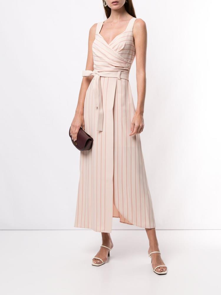 Pink Women's Armani Emporio Striped Wrap Dress | HF3UW1Y