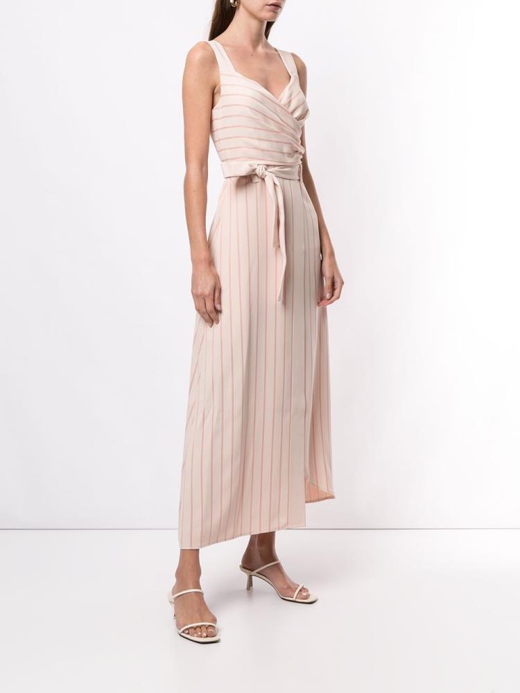 Pink Women's Armani Emporio Striped Wrap Dress | HF3UW1Y