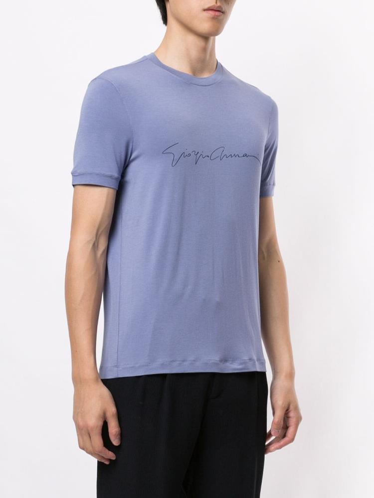 Purple Men's Giorgio Armani Logo T Shirts | F2I9KFT