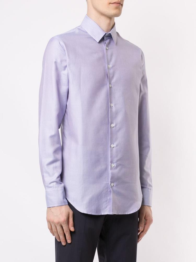 Purple Men's Giorgio Armani Small Pattern Shirts | R8LYYYV