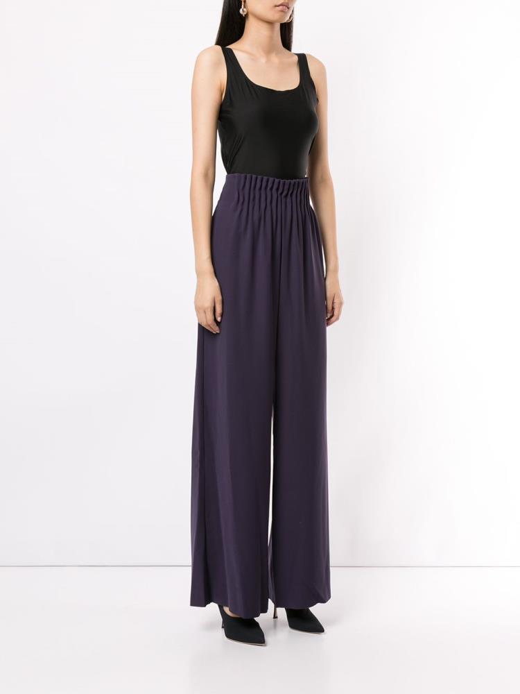 Purple Women's Armani Emporio Gathered Waist Wide Leg Pants | ZZEN3DD