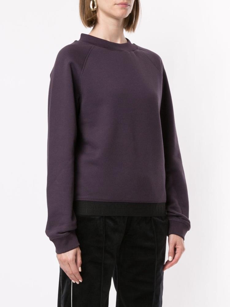 Purple Women's Armani Emporio Logo Trim Sweatshirts | URLQOYJ