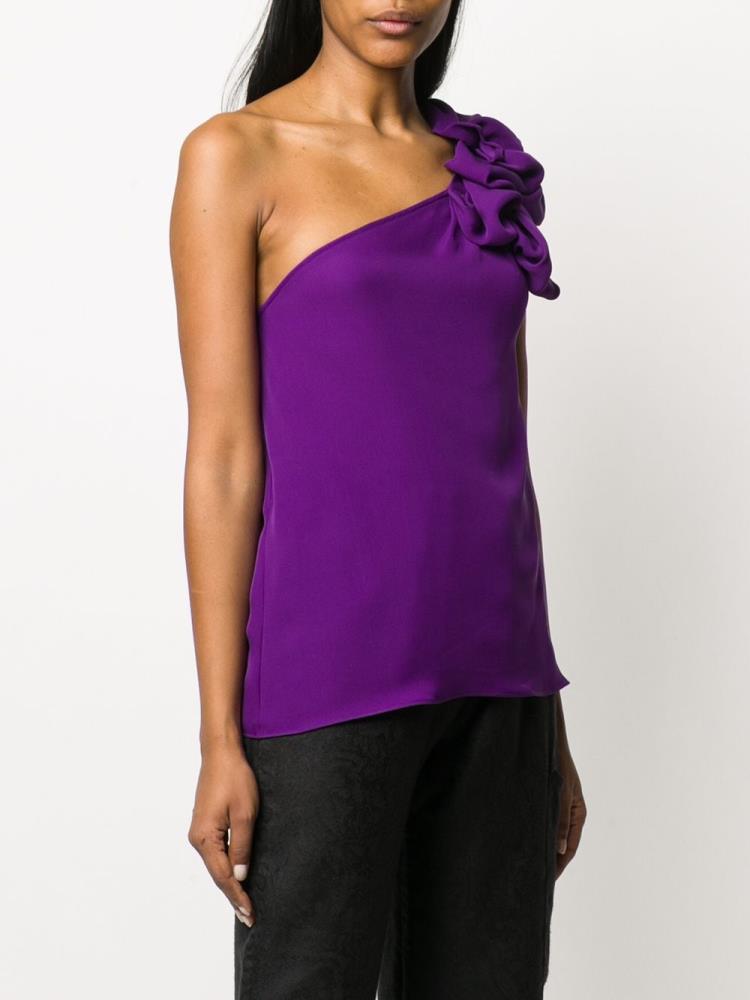 Purple Women's Armani Emporio One Shoulder Tops | 581LHPV