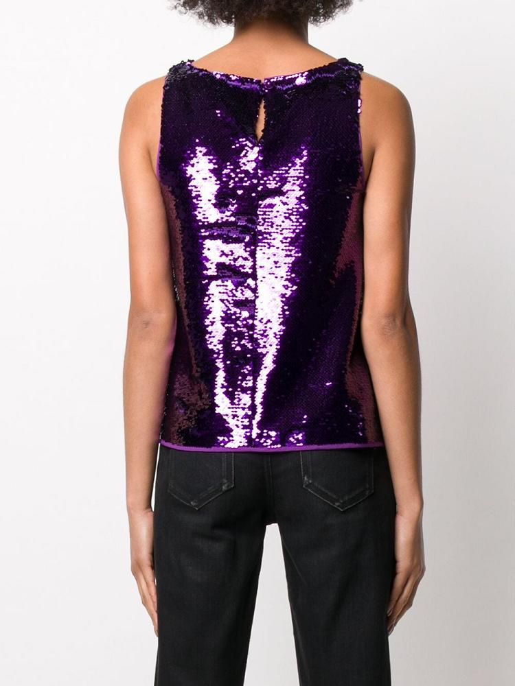 Purple Women's Armani Emporio Sequin Tank Tops | LHRTXUY