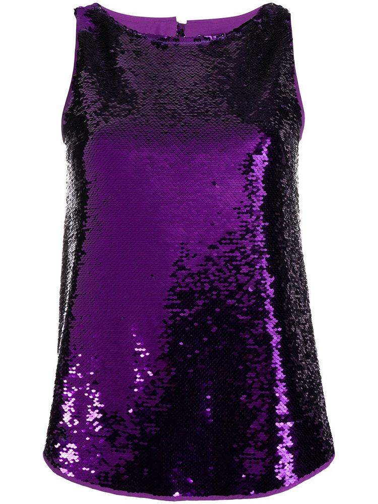 Purple Women\'s Armani Emporio Sequin Tank Tops | LHRTXUY