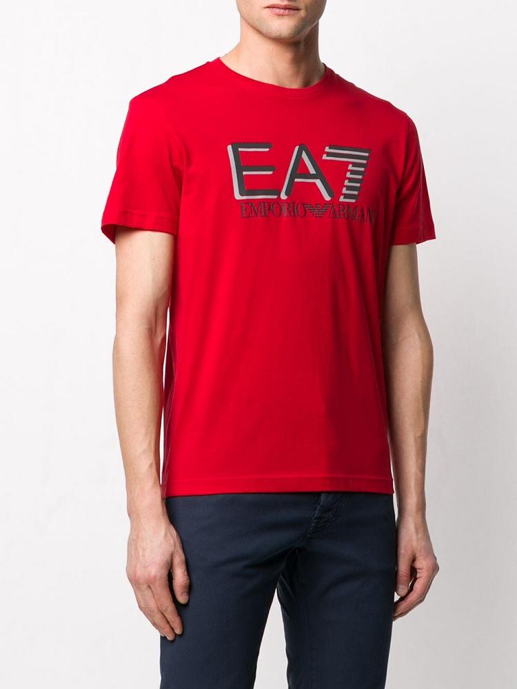 Red Men's Ea7 Emporio Armani Branded T Shirts | 2FGM147