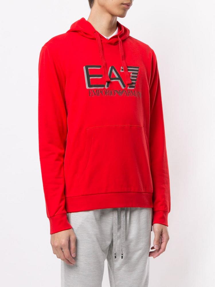 Red Men's Ea7 Emporio Armani Long Sleeve Visibility Hoodie | 0IN8KF8