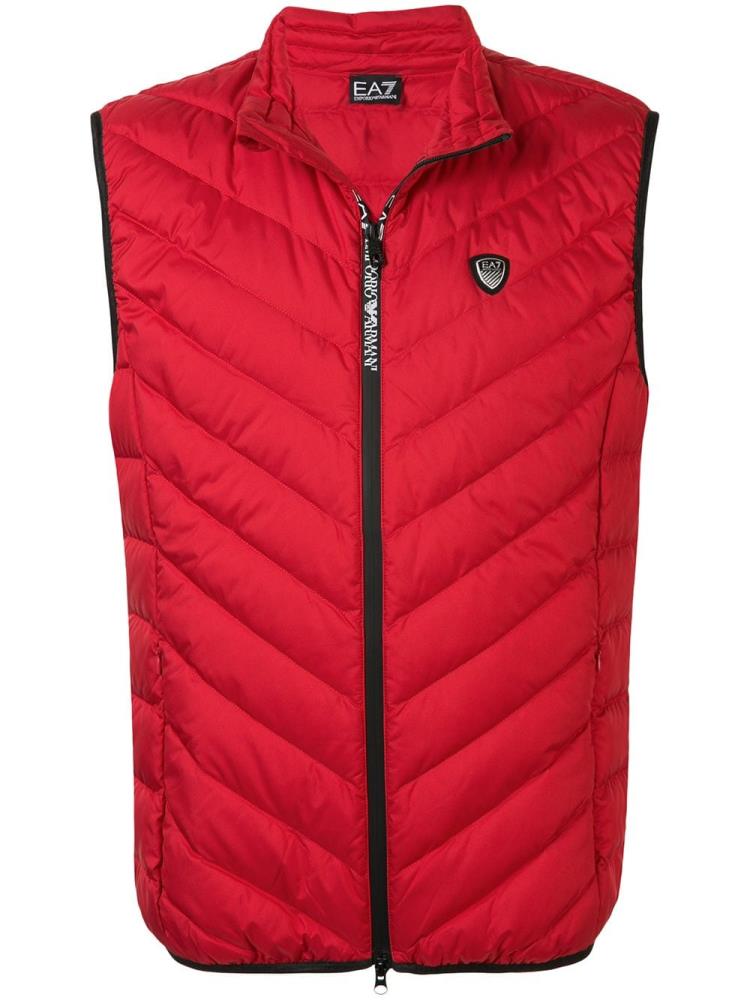 Red Men\'s Ea7 Emporio Armani Sleeveless Core Shield Gilet Vest | X5XQSWM