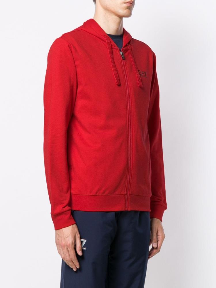 Red Men's Ea7 Emporio Armani Zip Up Logo Hoodie | V20PR9N