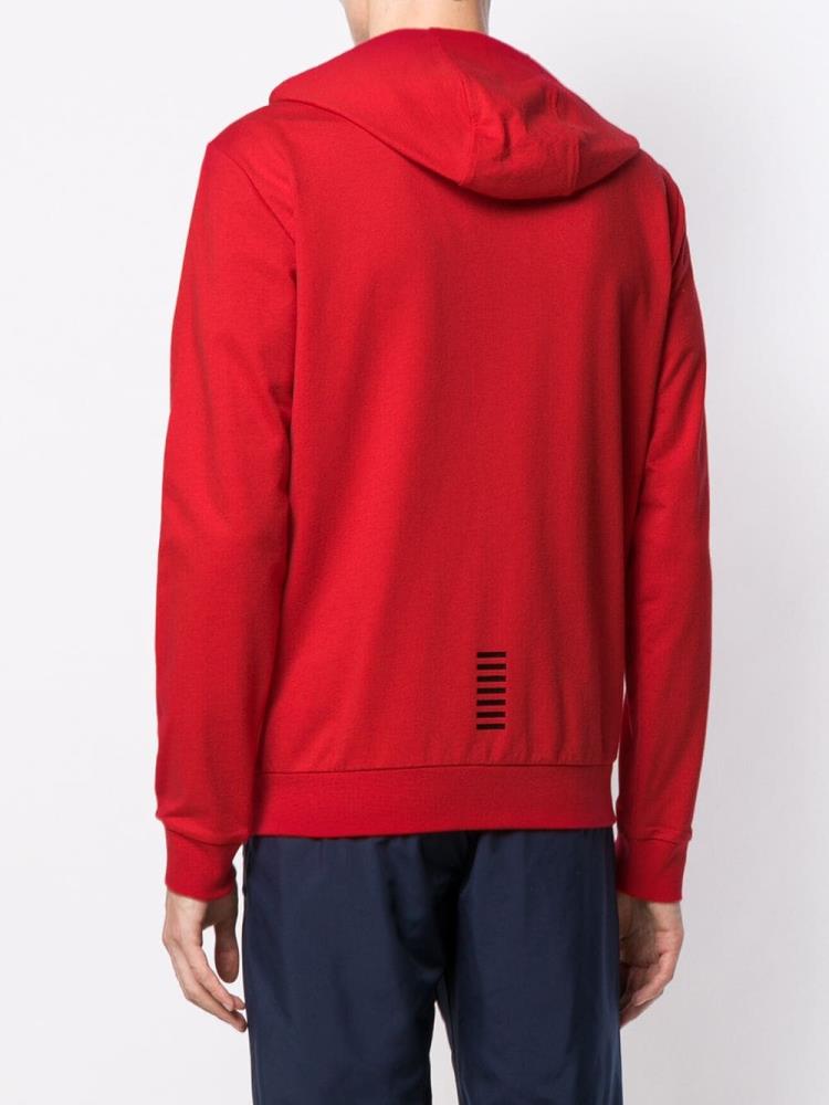 Red Men's Ea7 Emporio Armani Zip Up Logo Hoodie | V20PR9N