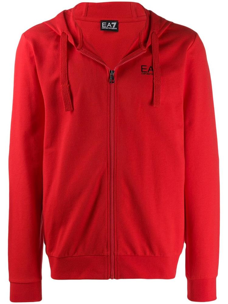 Red Men\'s Ea7 Emporio Armani Zip Up Logo Hoodie | V20PR9N