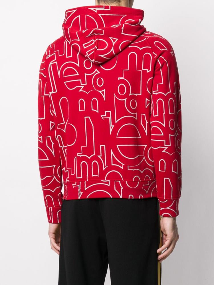 Red Men's Armani Emporio All Over Logo Hoodie | XLNDOG1