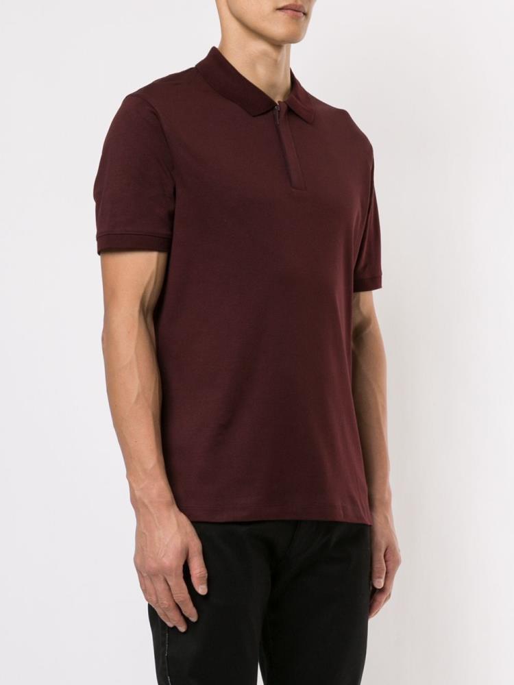 Red Men's Armani Emporio Concealed Front Polo Shirts | HRPJGFT