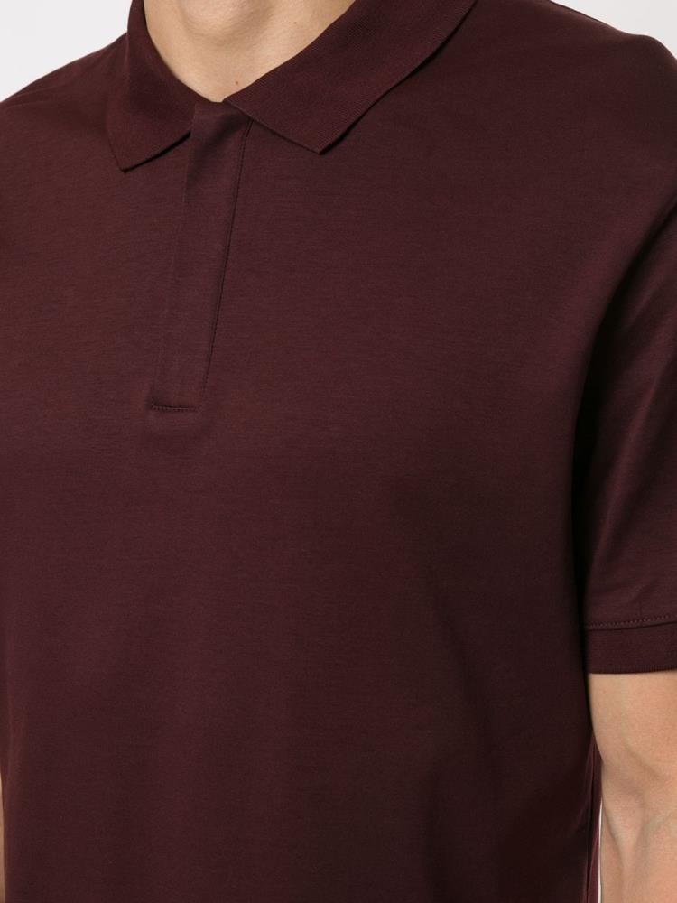 Red Men's Armani Emporio Concealed Front Polo Shirts | HRPJGFT