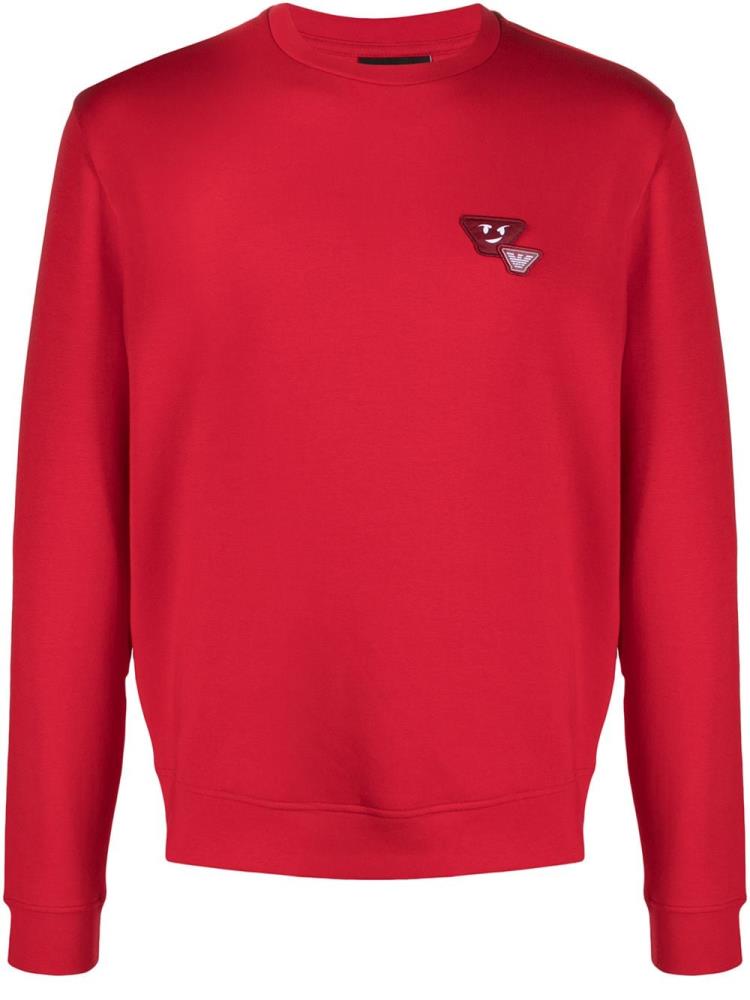 Red Men\'s Armani Emporio Logo Embroidered Sweatshirts | R1SKDCQ